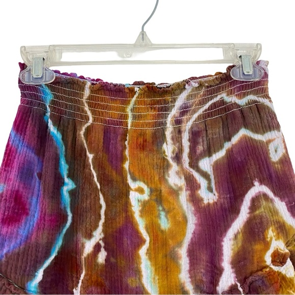 Handmade Geode Tie Dye Skirt Mini Womens Size Small XS Colorful Blue Brown Pink - Picture 3 of 10
